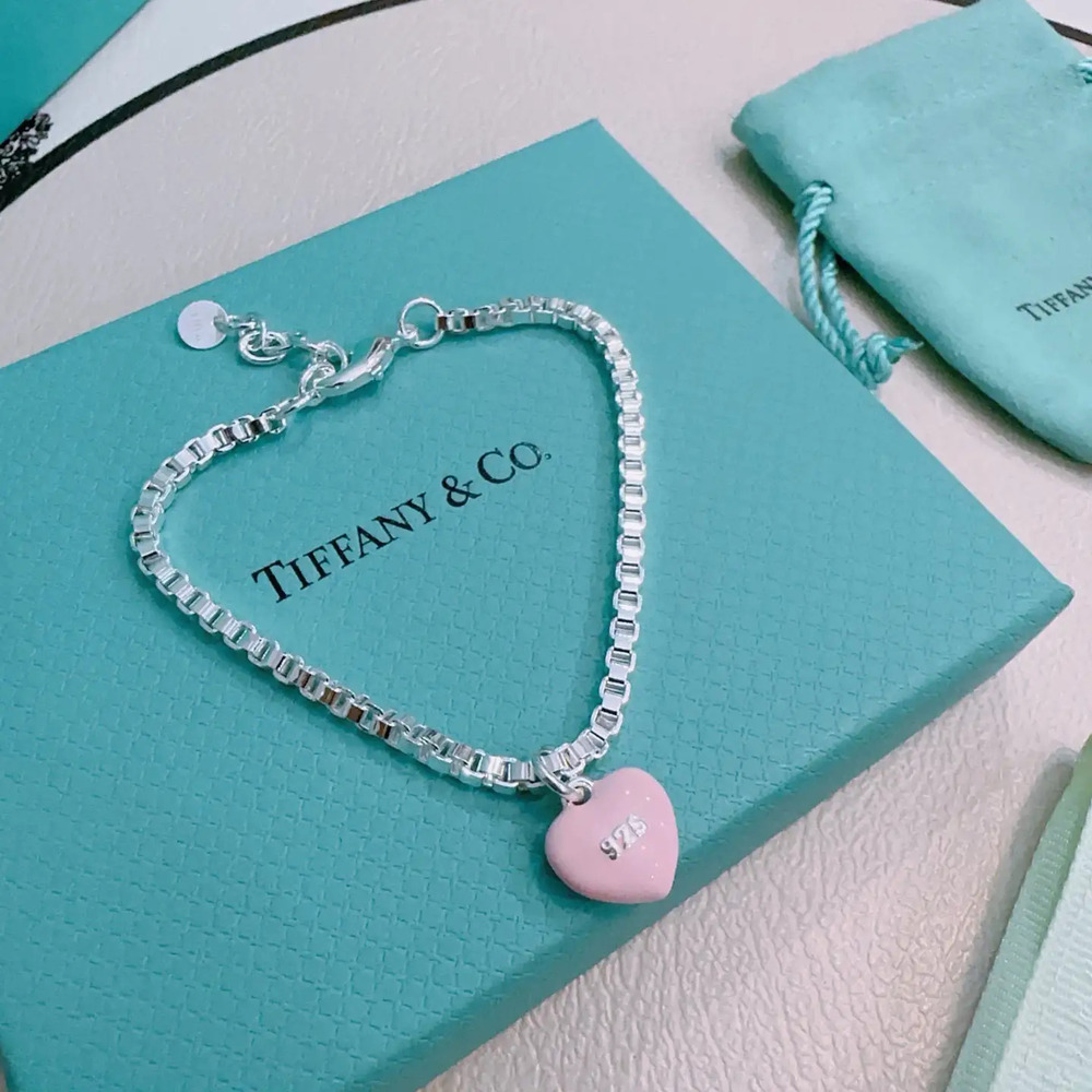Tiffany & Co. Fine Pink Heart Silver Bracelet - Picture 5 of 5